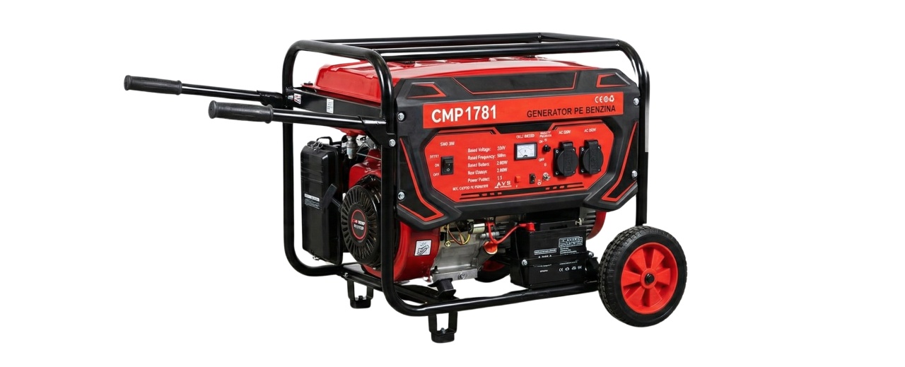 *PORNIRE ELECTRICA* Generator de curent 3000w, rezervor 16l, roti de transport, Regulator Tensiune (AVR), pe benzina 4 timpi Cam