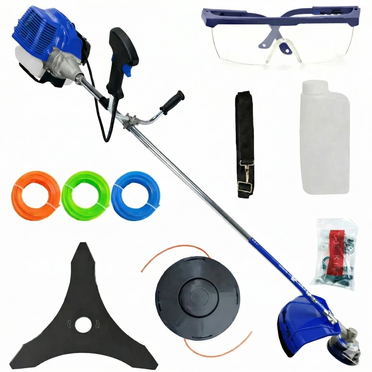 *8.5CP* CU 10 ACCESORII, Motocoasa pe benzina in 2t timpi, 12.000rpm, 58cc, model 2026, easy-start, Fresco Power by ItalianTech 