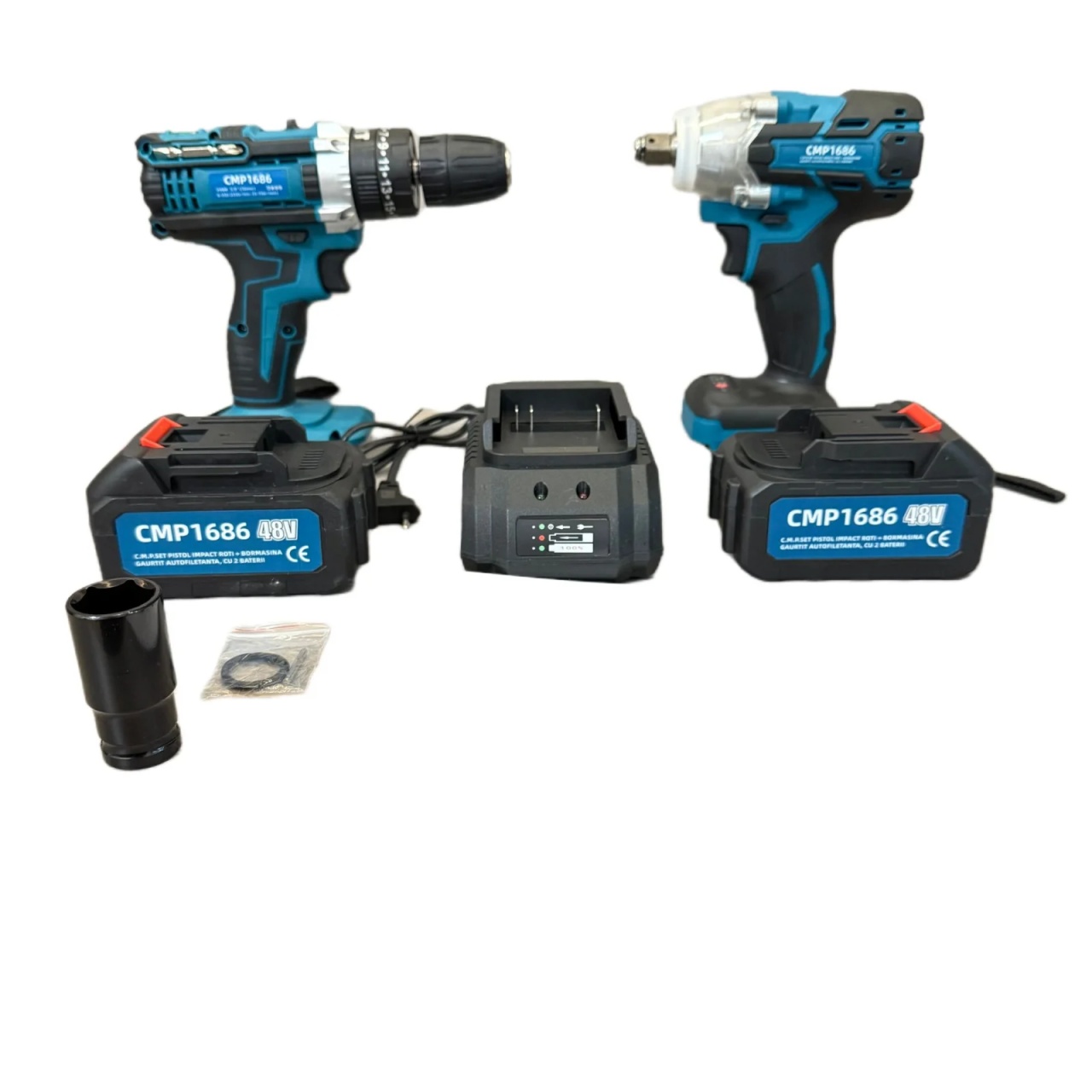 Set Bormasina gaurit si insurubat + Pistol cu impact 350nm, 48V, , cu 2 acumulatori si valiza transport CAMPION PROFESSIONAL CMP