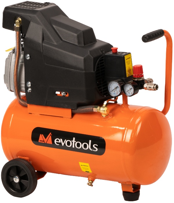 Compresor aer comprimat Evotools CA1500 1500W 24L 8 bari debit 185 l/min 2800 RPM 2 cuple rapide manometre duble protectie supra