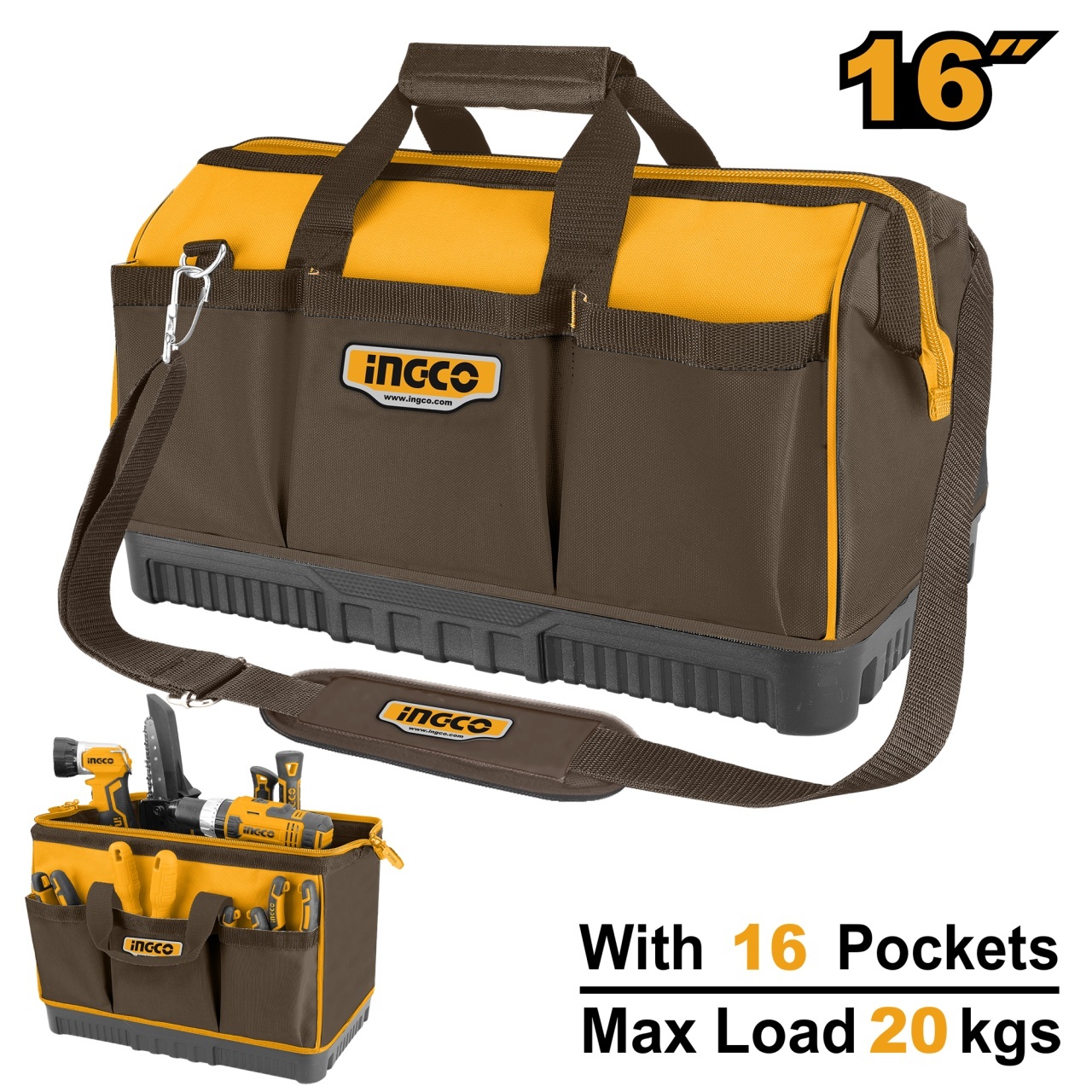 Geanta Transport Scule 16 inch 41x25x26cm Poliester 1680D Capacitate 20kg Baza Ranforsata Curea Umar HTBG08