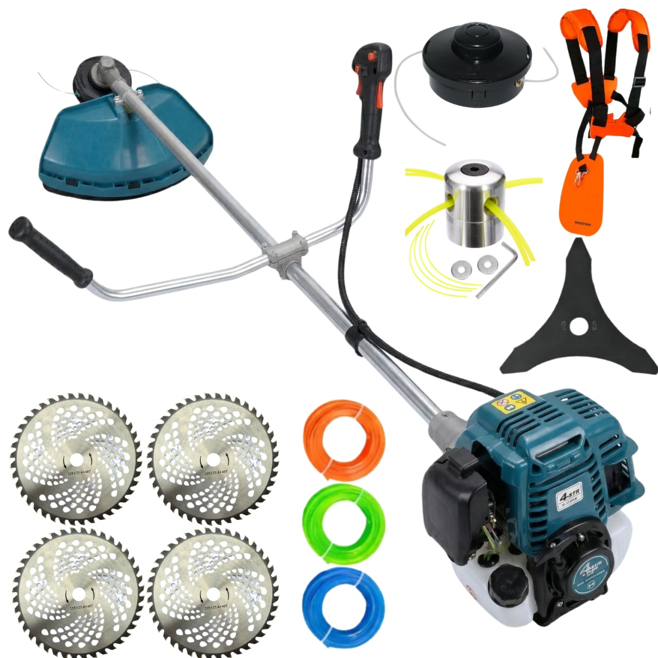SUPER PACHET* 4timpi, 8.5cp Motocoasa pe benzina 4 timpi, 8.5CP, 58CC, 12000 rot/min, maner anti-vibratii, easy-start, model 202
