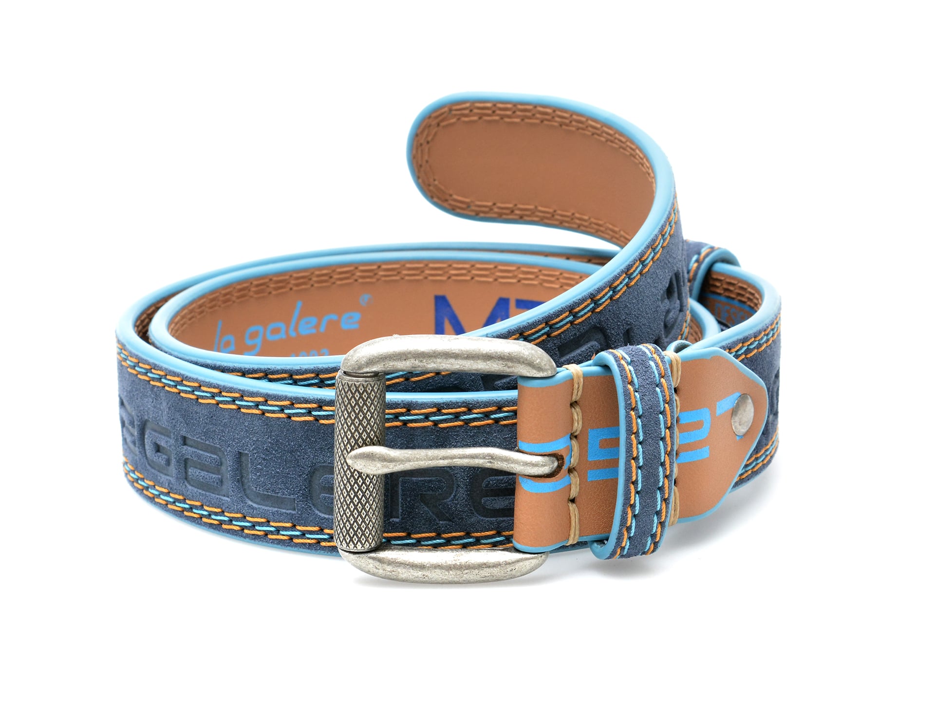 Curea LA GALERE albastra, 7871640, din piele intoarsa