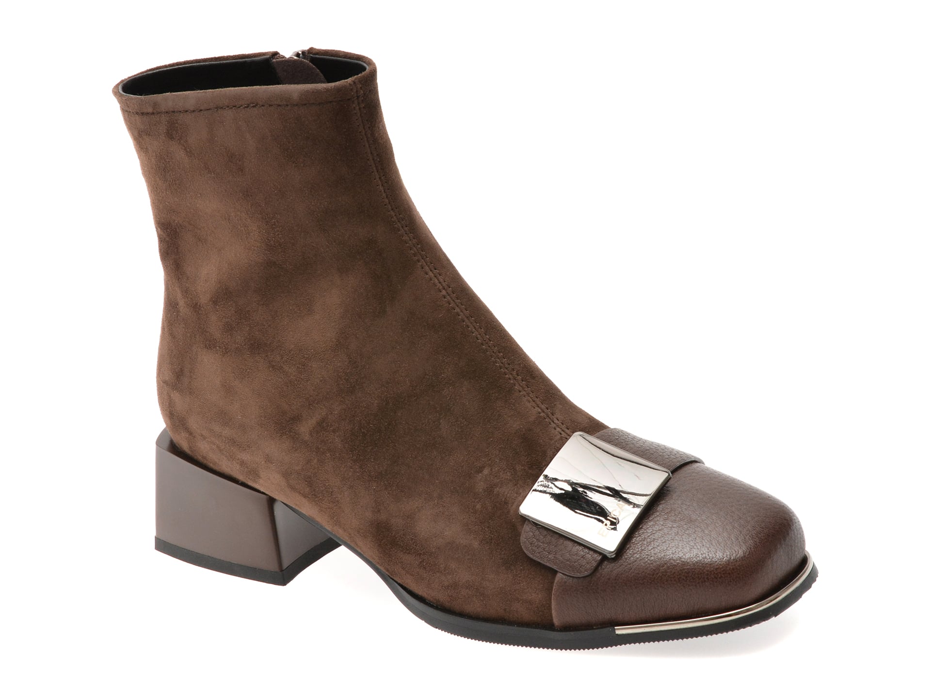 Botine EPICA maro, EB884, din piele intoarsa