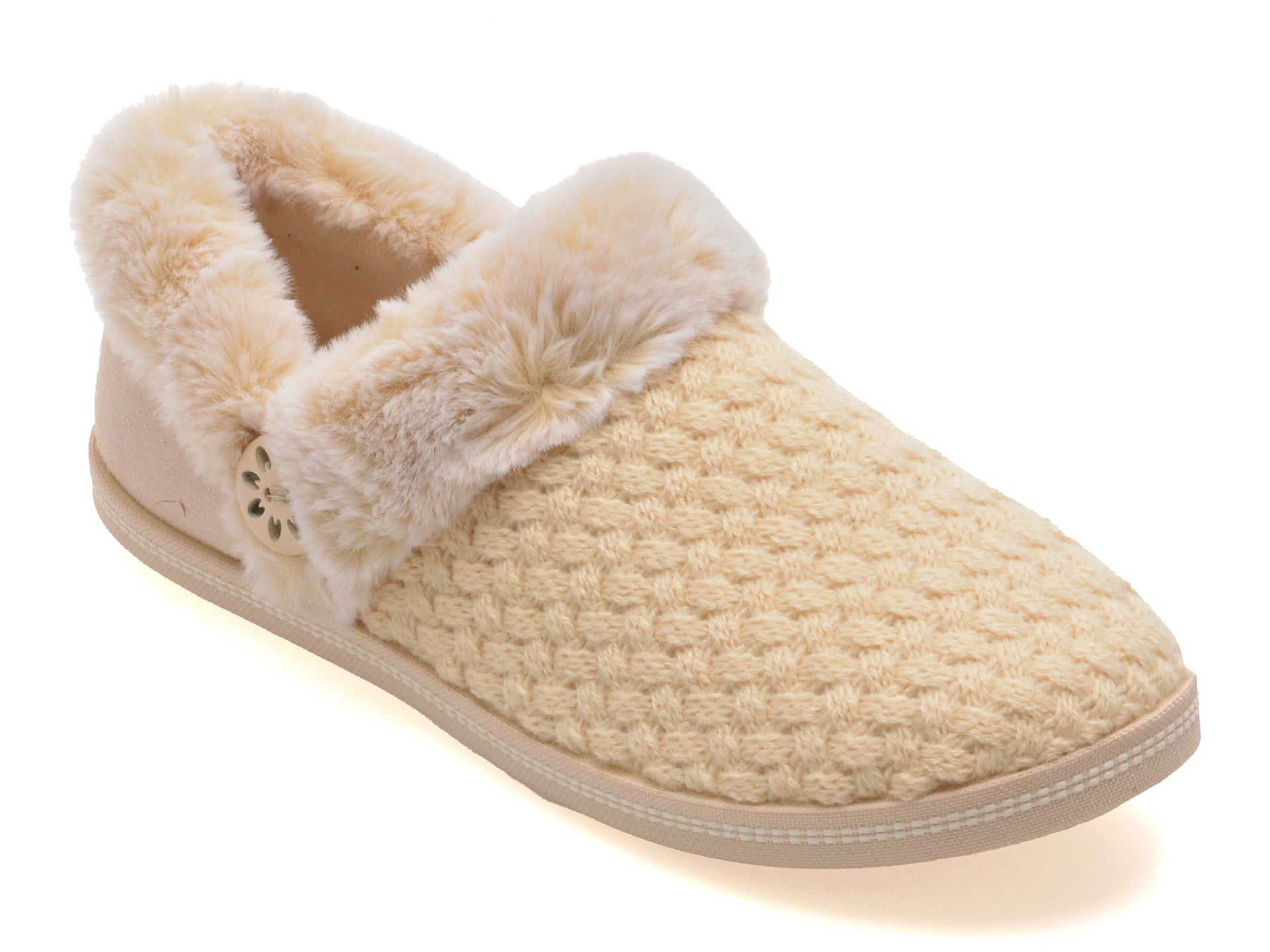 Papuci SKECHERS bej, COZY CAMPFIRE, din material textil