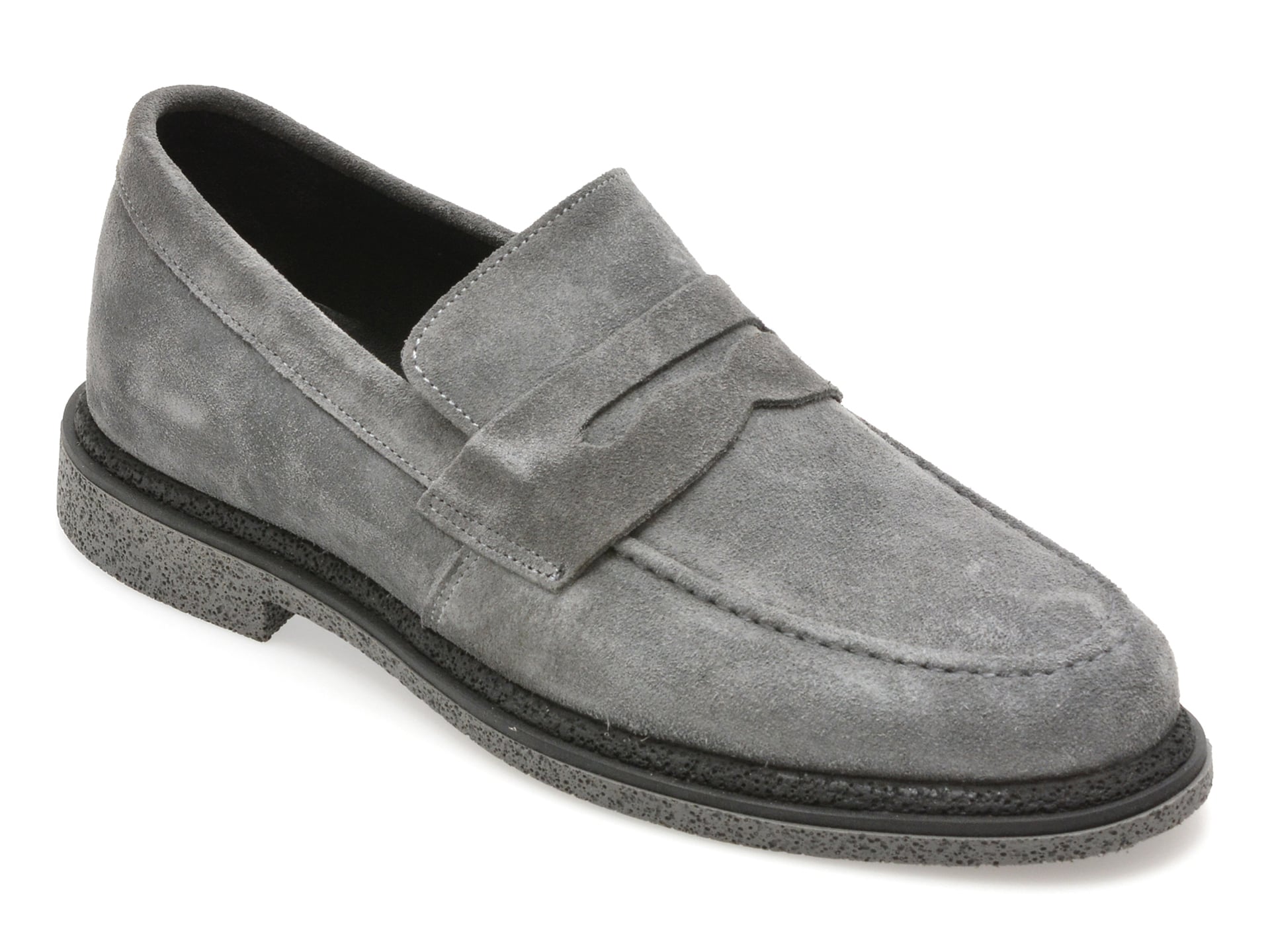 Mocasini eleganti BITE THE BULLET gri, 6952, din piele intoarsa