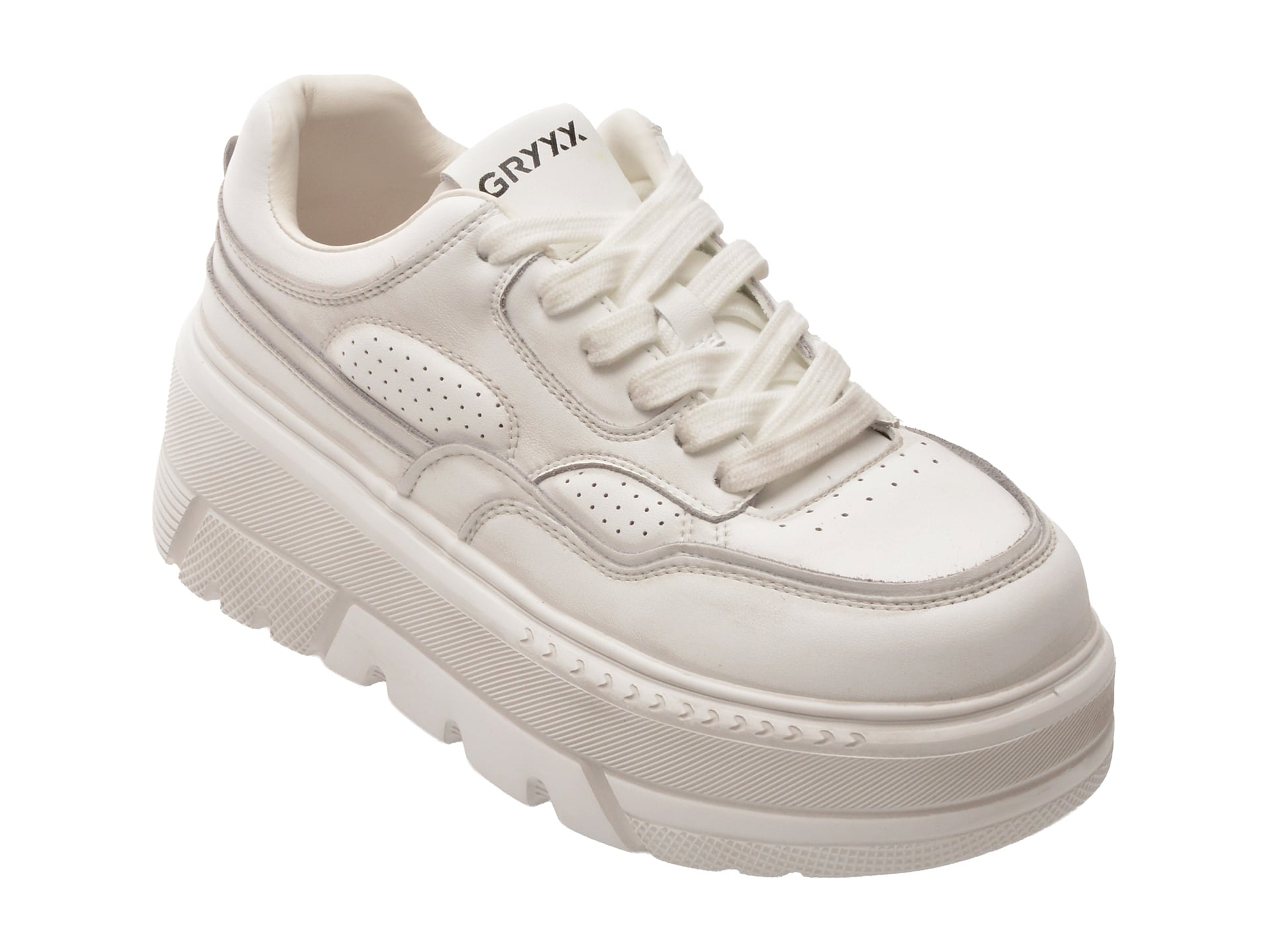 Pantofi sport GRYXX albi, F69, din piele naturala