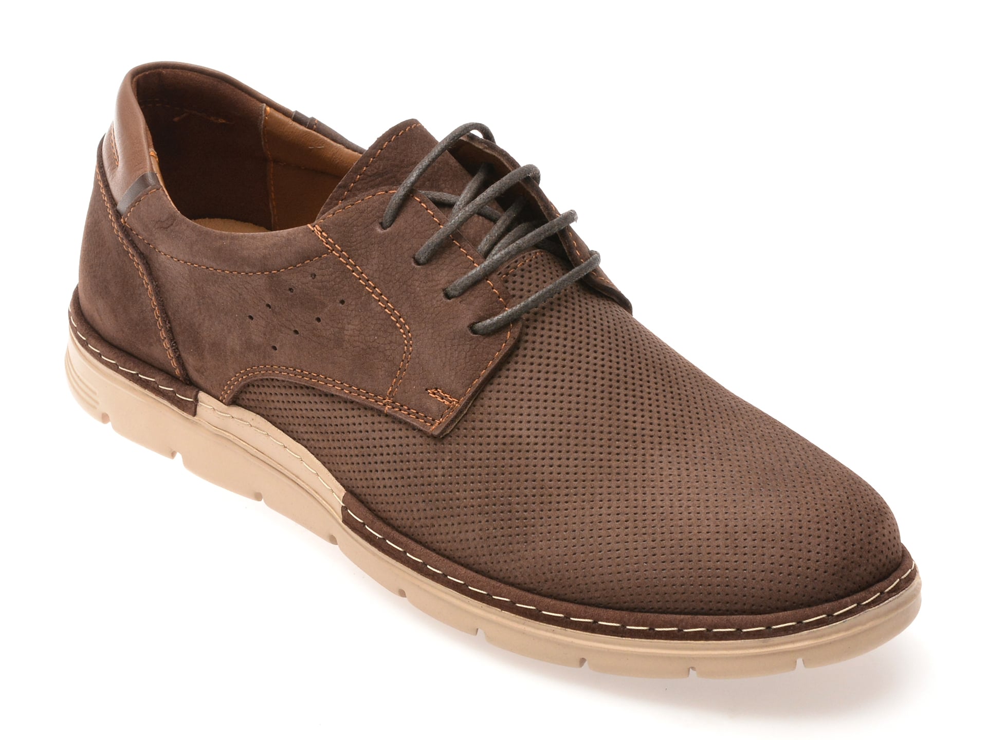 Pantofi OTTER maro, E1971, din nabuc