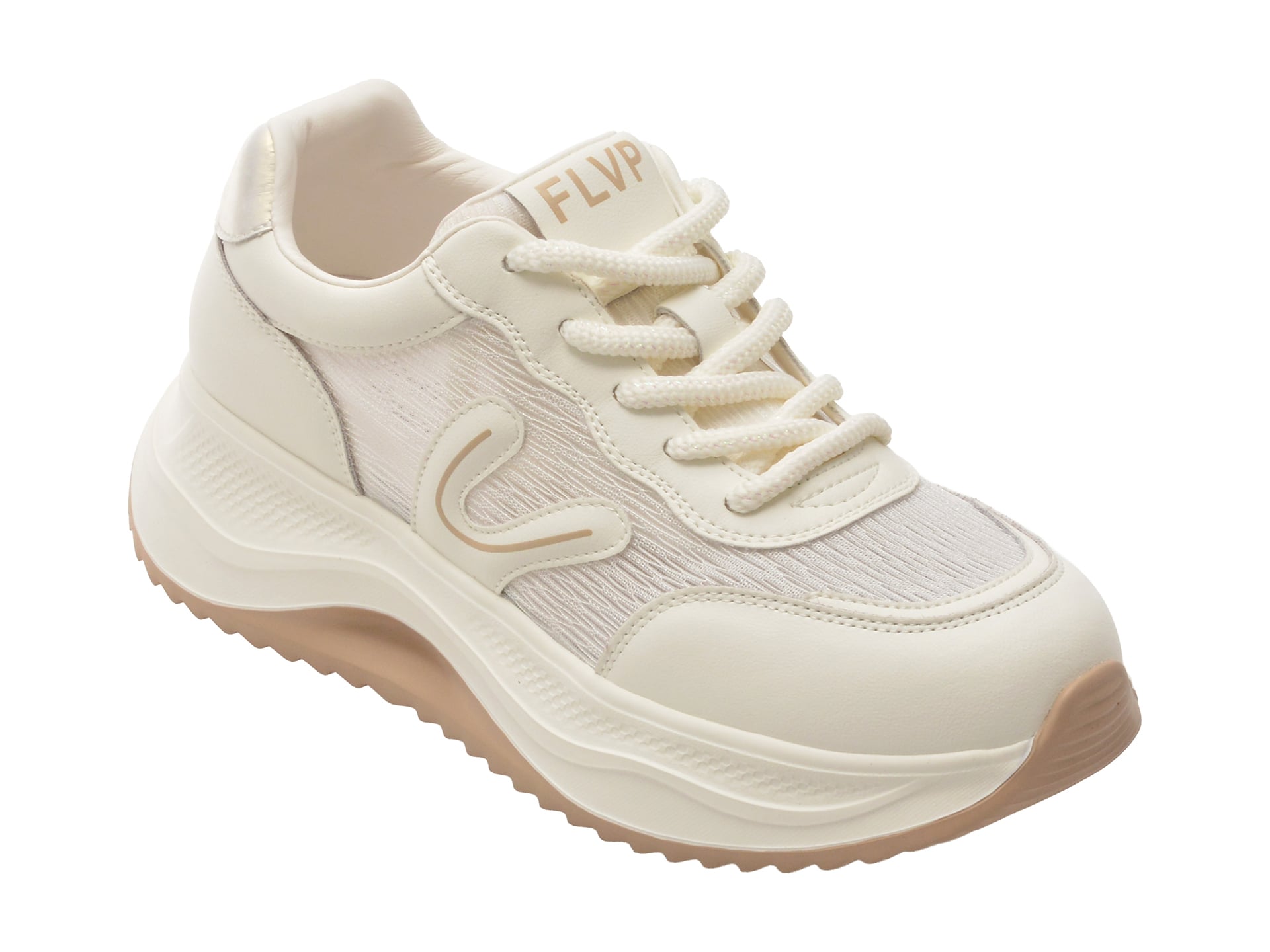 Pantofi sport FLAVIA PASSINI albi, 1188, din material textil si piele naturala