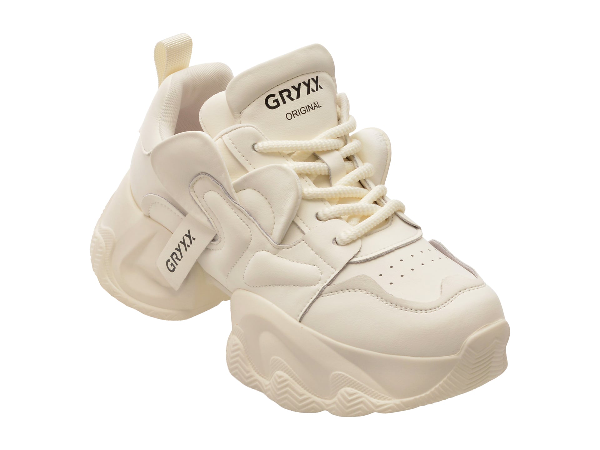Pantofi sport GRYXX albi, 5958, din piele naturala