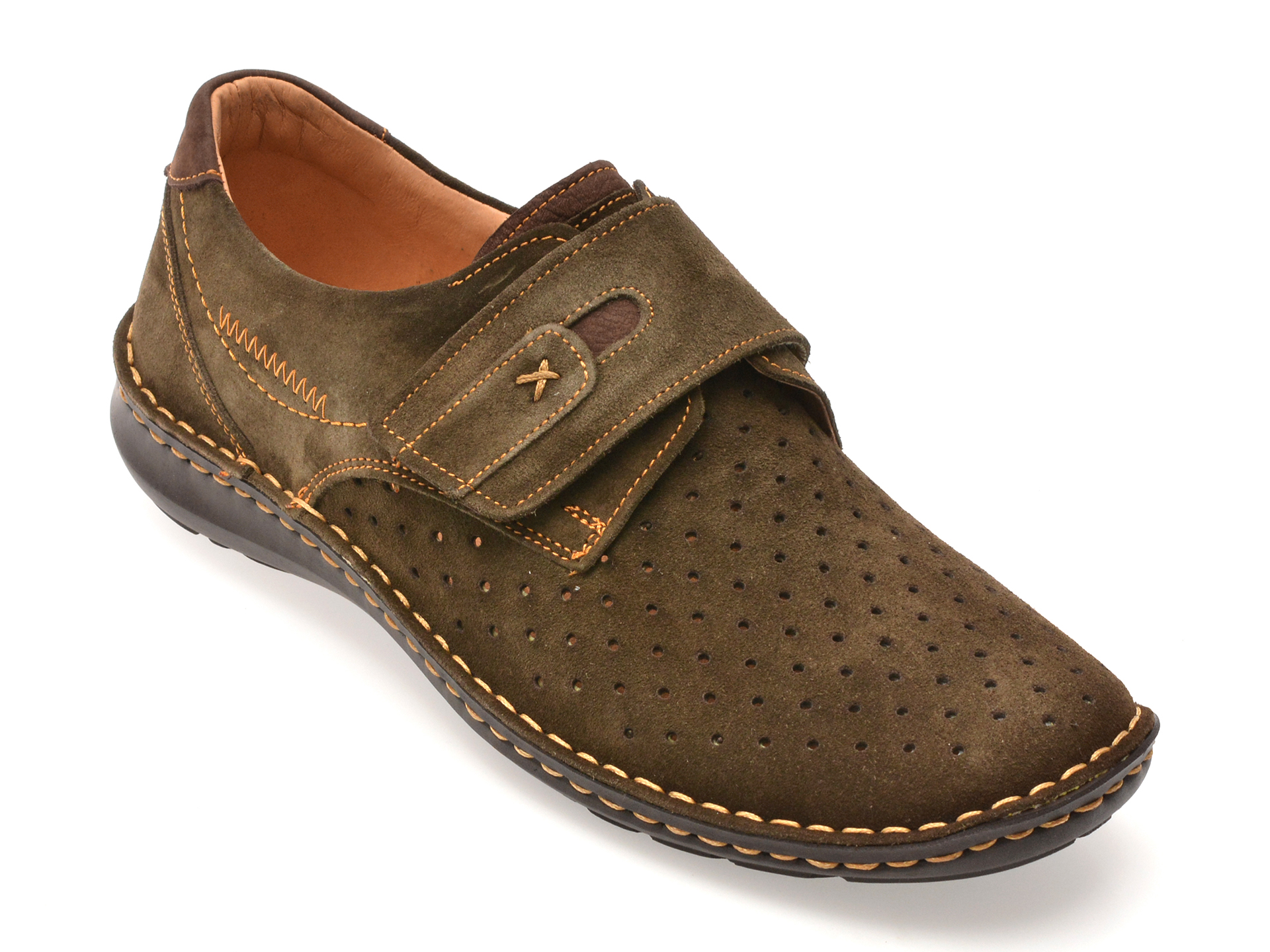 Pantofi BITE THE BULLET kaki, 9583, din piele intoarsa