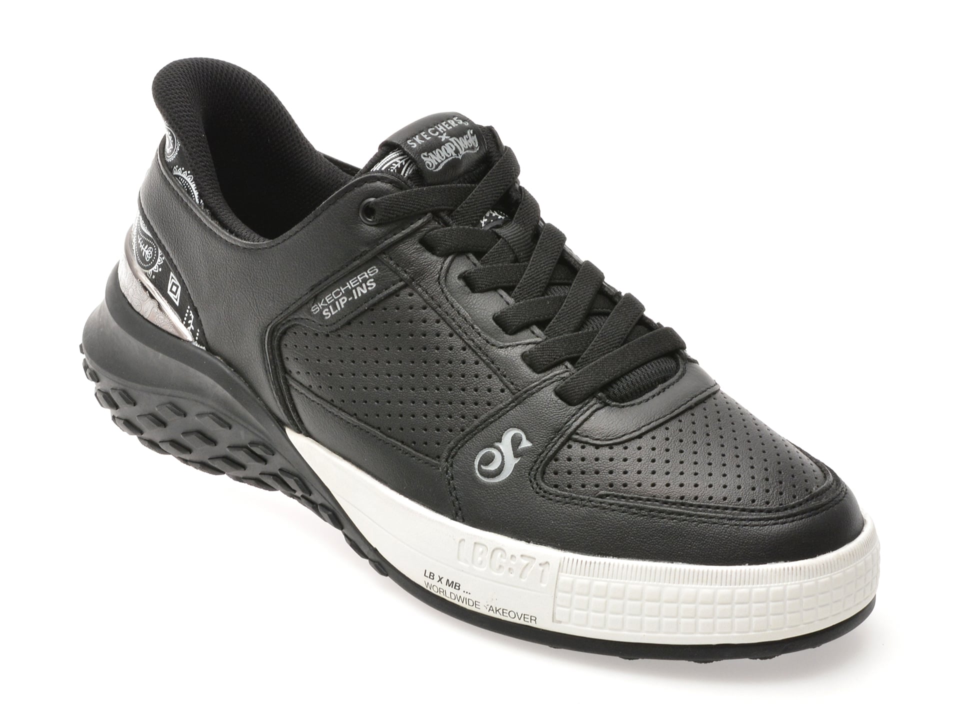 Pantofi sport SKECHERS negri, SIZZLE, din piele naturala