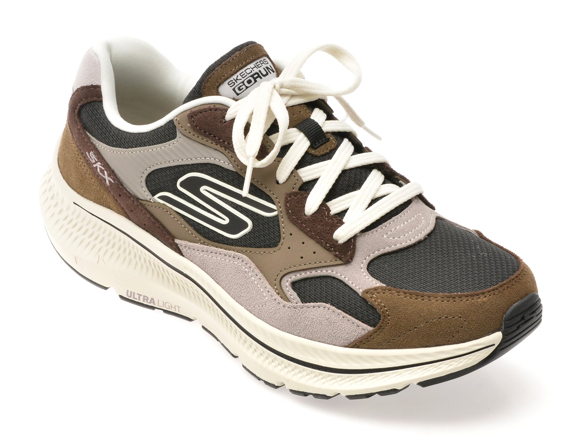 Pantofi sport SKECHERS maro, GO RUN CONSISTENT 2.0, din material textil si piele naturala