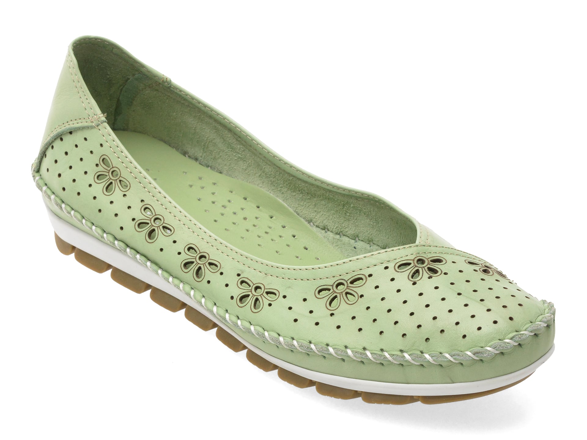 Balerini FLAVIA PASSINI verzi, 2666, din piele naturala