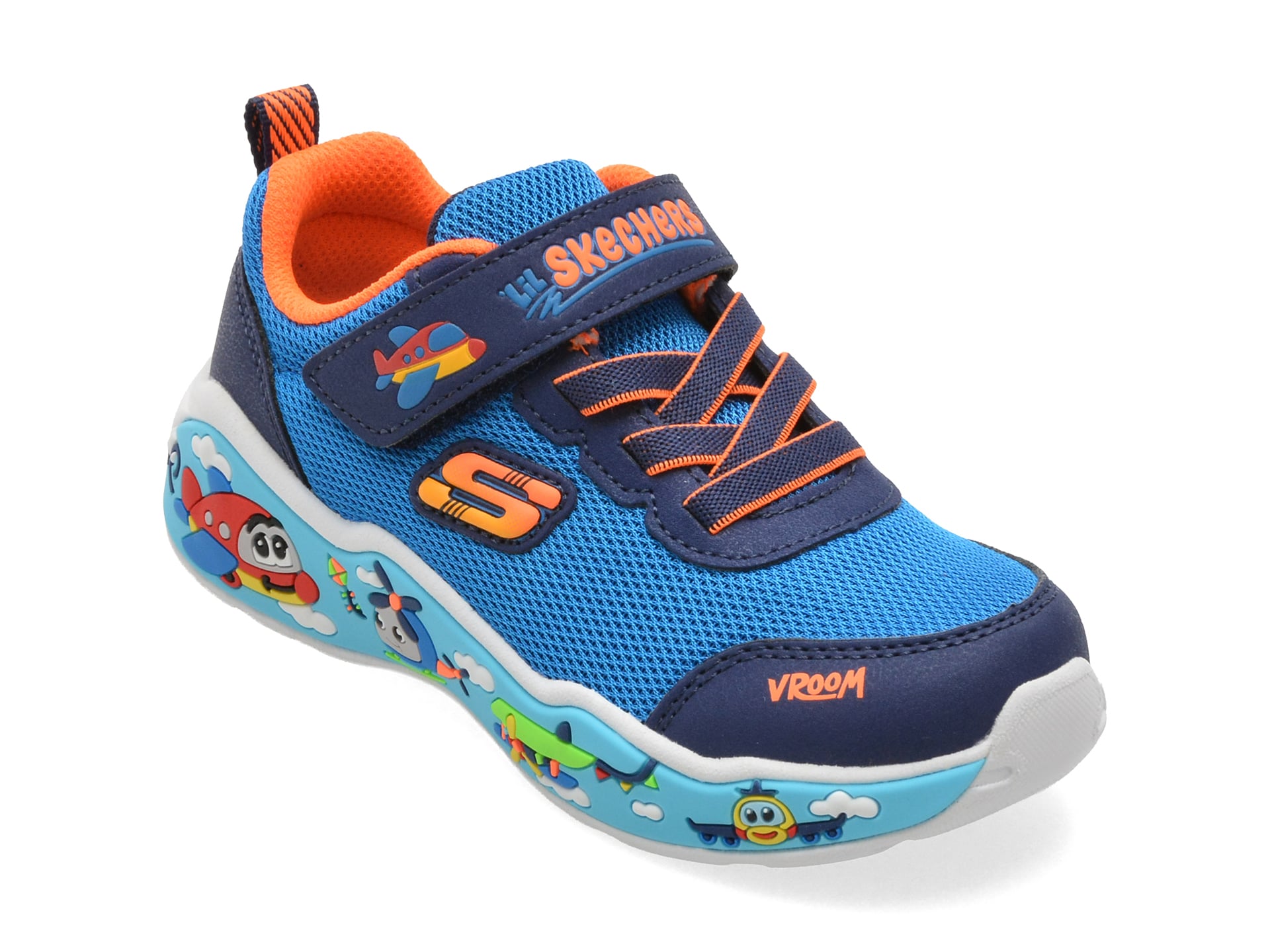 Pantofi sport SKECHERS albastri, PLAY SCENE, din material textil