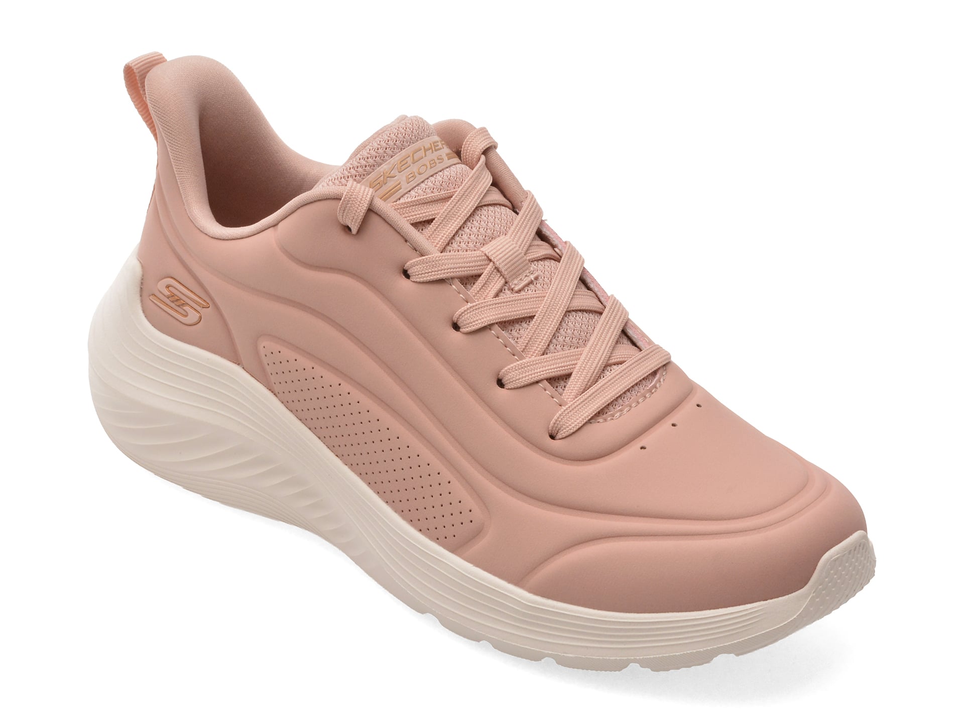 Pantofi sport SKECHERS roz, BOBS SQUAD WAVES, din piele ecologica