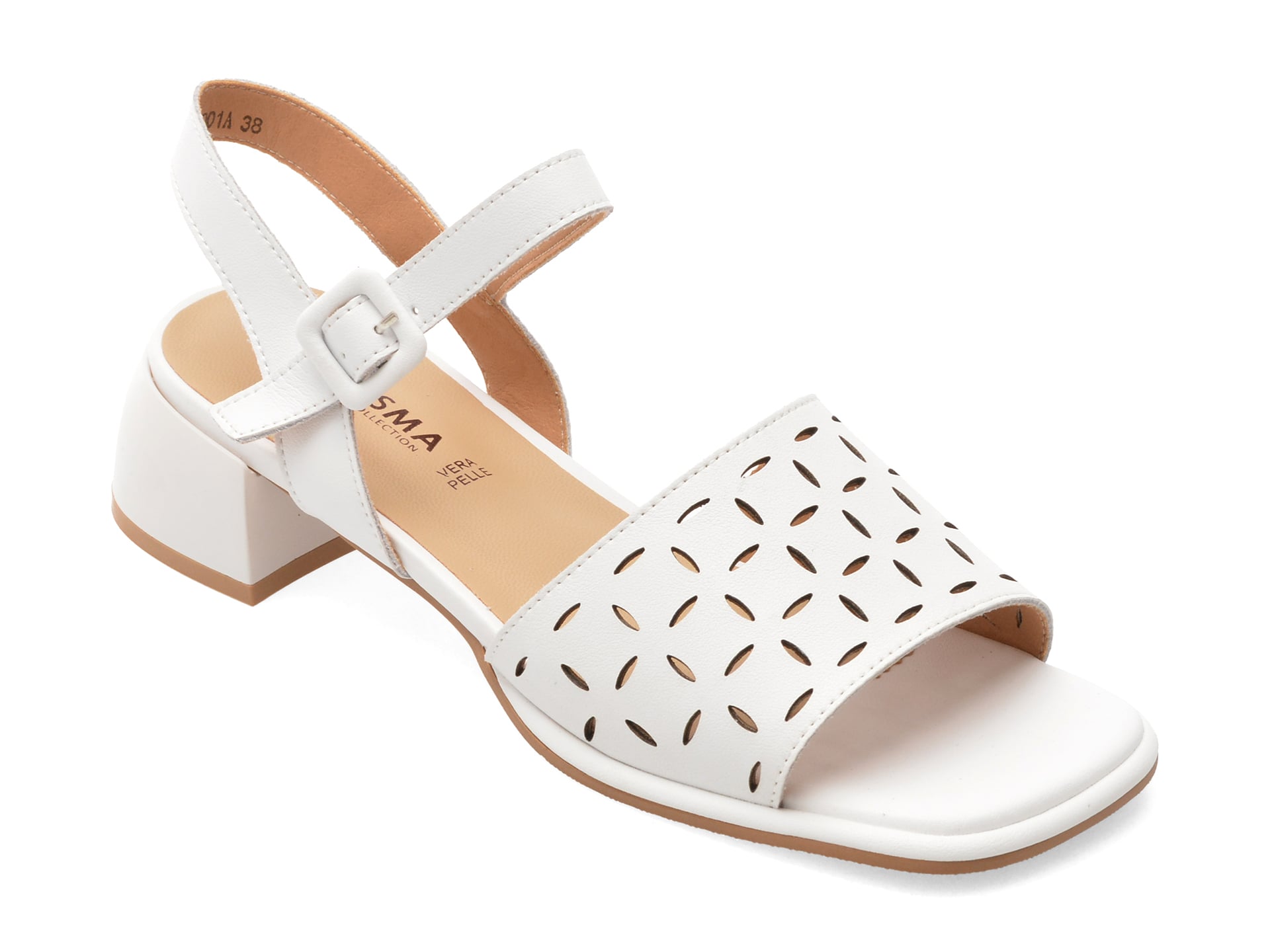 Sandale KARISMA albe, WC60001, din piele naturala