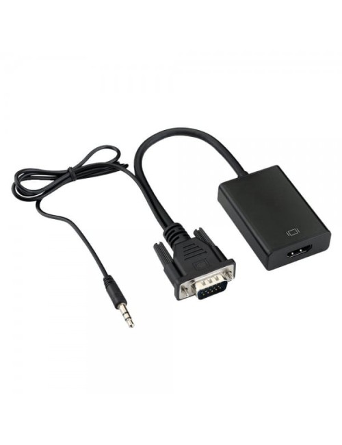 Convertor adaptor VGA tata la Hdmi mama cu audio si cablu micro usb, negru