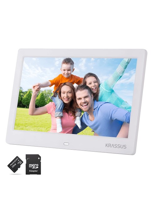 KRASSUS Rama foto digitala MW-1013DPF LCD de 10.1 inch cu telecomanda, alb + card de memorie microSD 16GB si adaptor