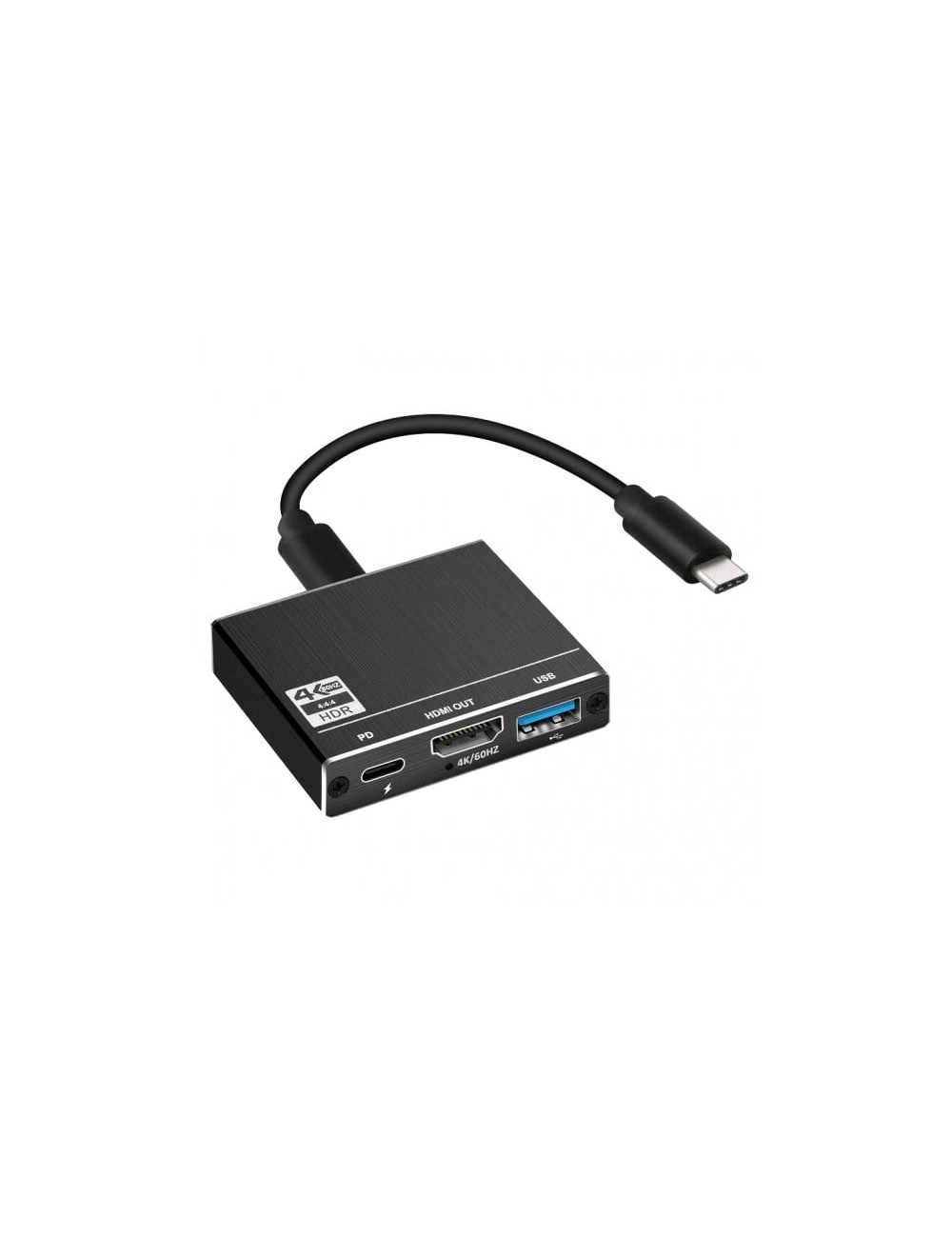 Adaptor convertor 3 in 1 USB 3.1 Type-C la HDMI 4K@60Hz, USB 3.0 si port de incarcare USB Type-C, negru