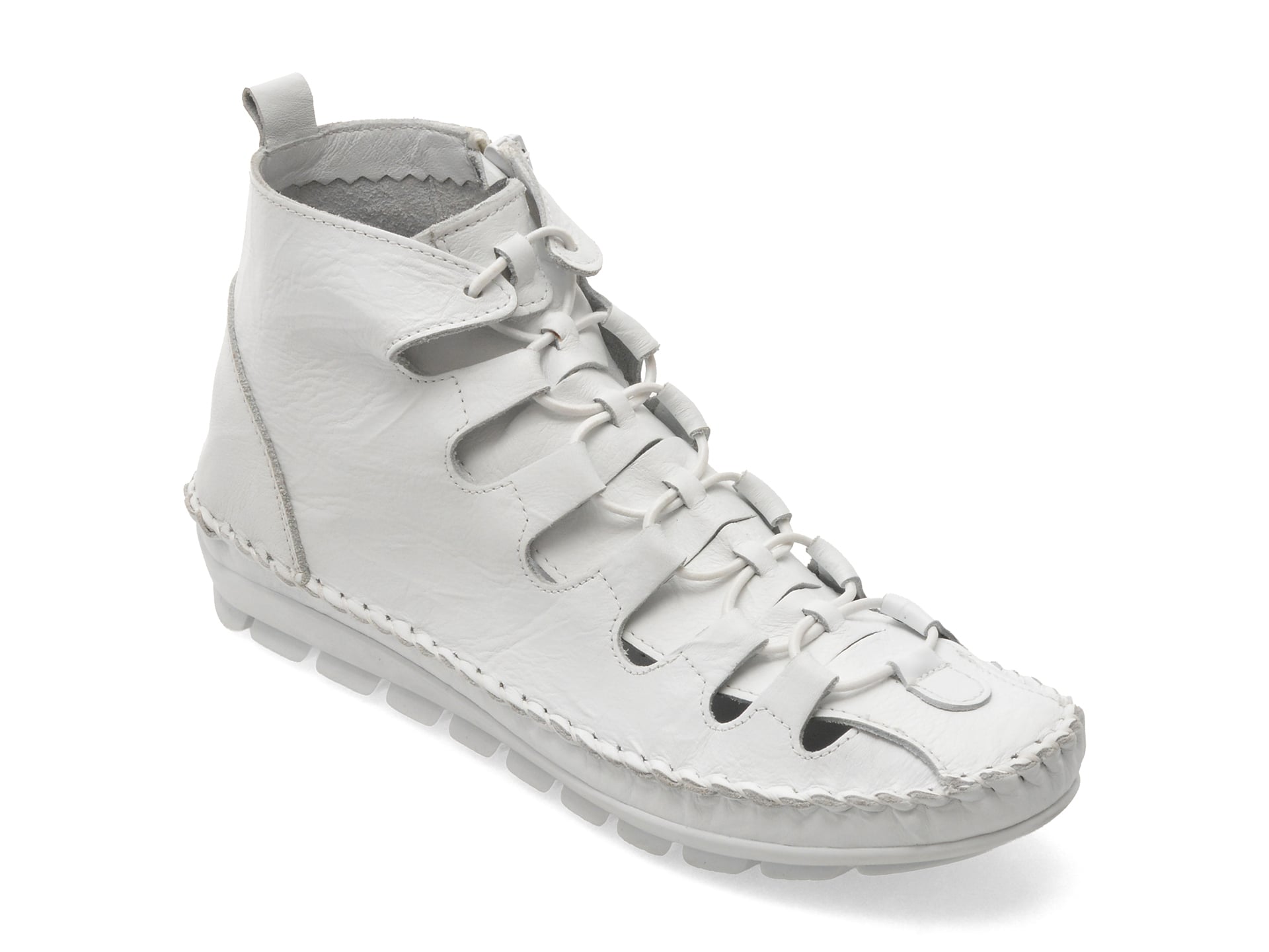 Ghete FLAVIA PASSINI albe, 2175, din piele naturala