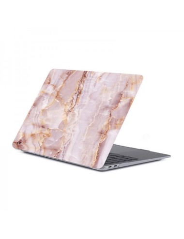 Set protectie 2 in 1 pentru Macbook Air 13.3 inch A1932/ A2179 /A2337 cu husa din plastic si folie ecran TPU, model marmura rose