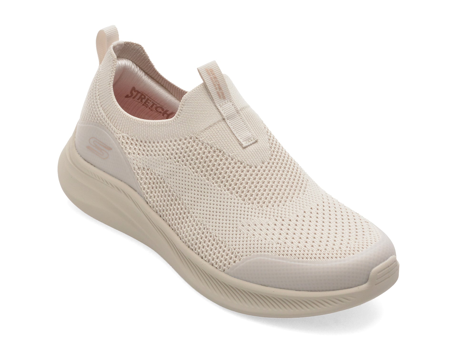 Pantofi sport SKECHERS albi, BOBS MODA FLEX, din material textil
