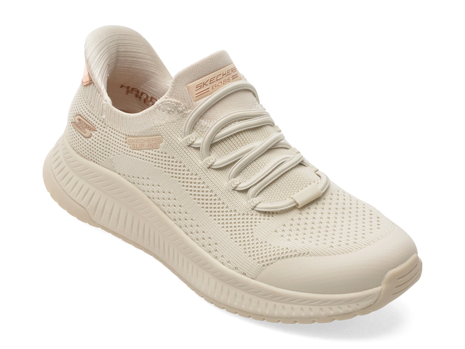 Pantofi sport SKECHERS albi, BOBS SQUAD 4, din material textil