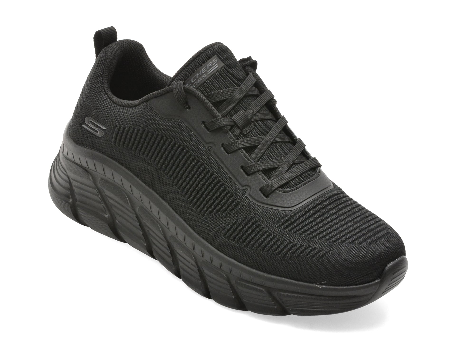 Pantofi sport SKECHERS negri, BOBS B FLEX HI, din material textil