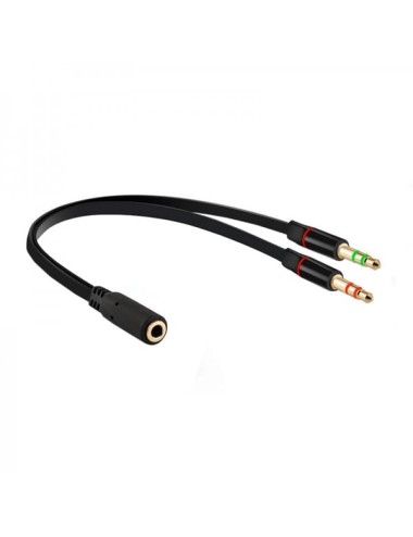 Cablu splitter audio Jack 3.5 4 pini mama la Jack 3.5 tata casti si Jack 3.5 tata microfon, 19cm