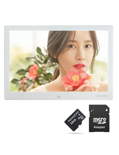 KRASSUS Rama foto digitala din aluminiu 10.1 inch LCD, MW1018, 1024p, mp3 player, video player, cu telecomanda, argintiu + card 