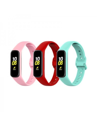 Set 3 curele din silicon, pentru bratara smart Samsung Galaxy Fit 2 SM-R220, roz, rosu, albastru
