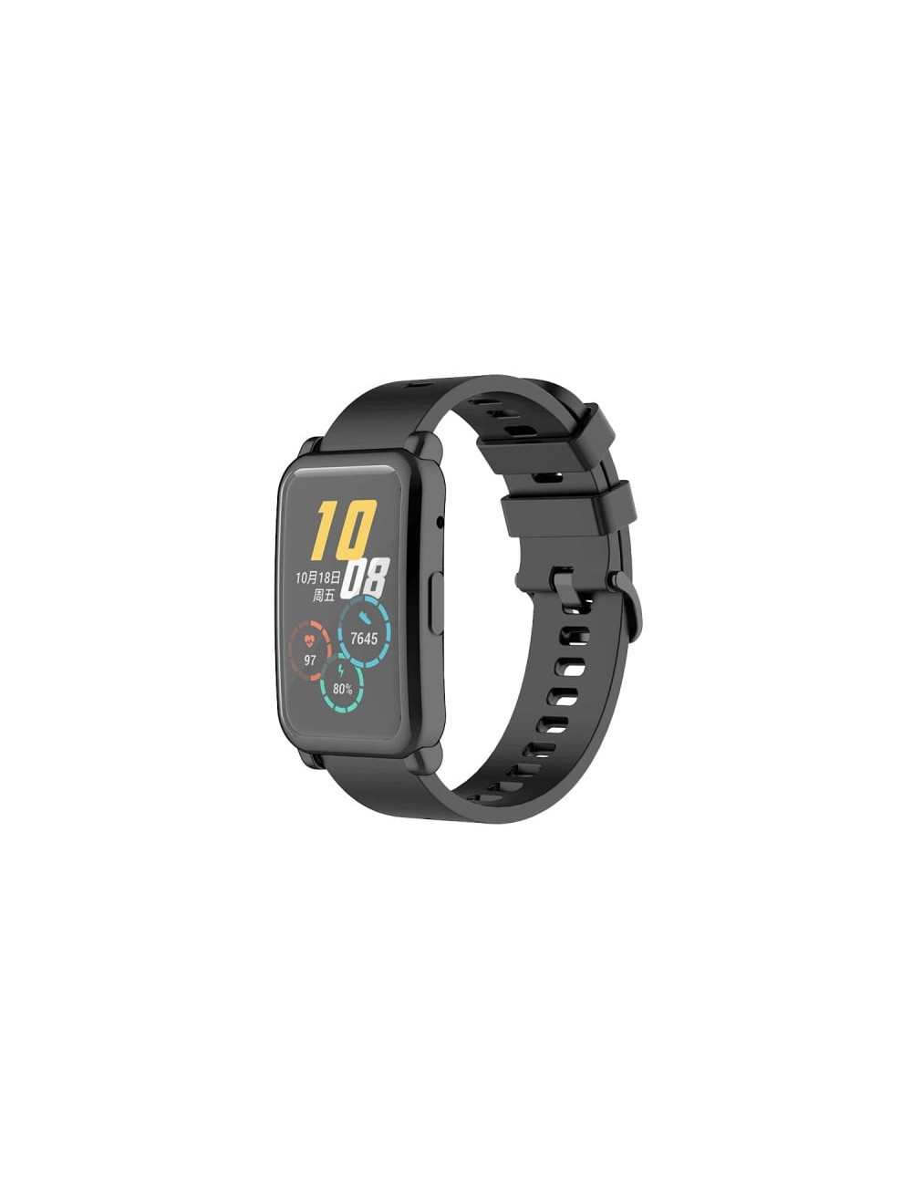 Husa de protectie tip rama cu ecran din silicon electroplacat pentru Huawei Honor Watch ES, negru