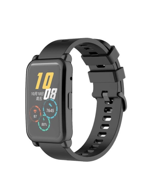 Husa de protectie tip rama cu ecran din silicon electroplacat pentru Huawei Honor Watch ES, negru