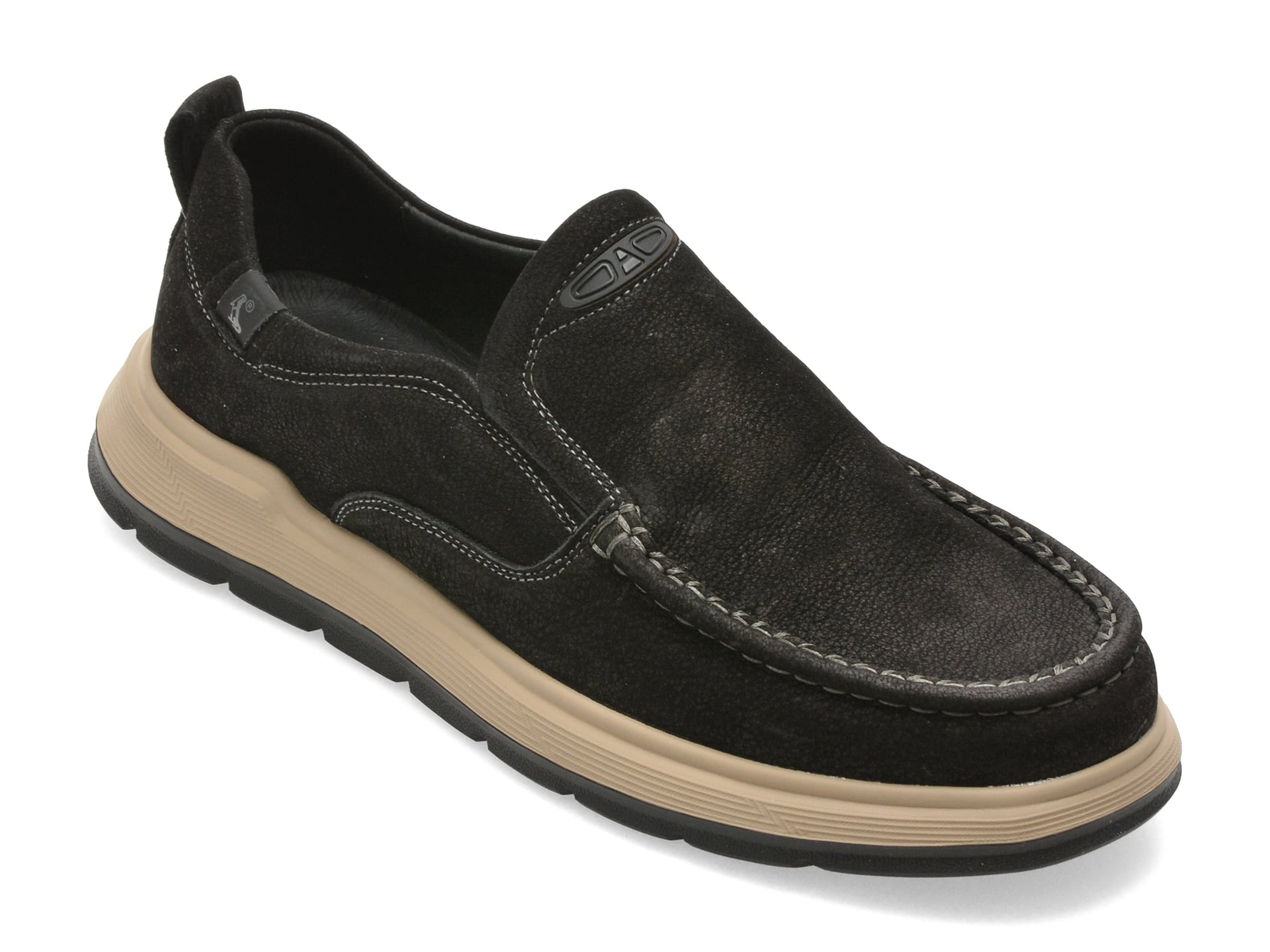 Mocasini OTTER negri, E660010, din piele naturala