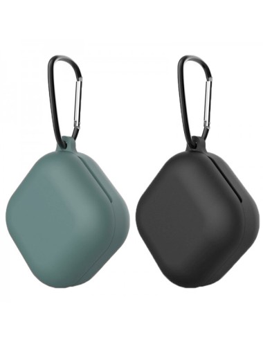 Set 2 huse de protectie pentru casti Samsung Galaxy Buds Live, din silicon si carlige de prindere, negru, verde