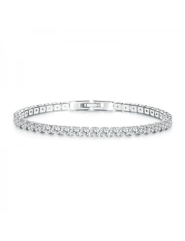 Bratara tip tenis din aliaj placat cu argint 925 KRASSUS Cubics, marime fixa 19cm, model geometric