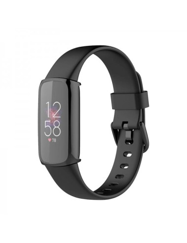 Husa de protectie tip rama cu ecran din silicon electroplacat pentru Fitbit Luxe, negru