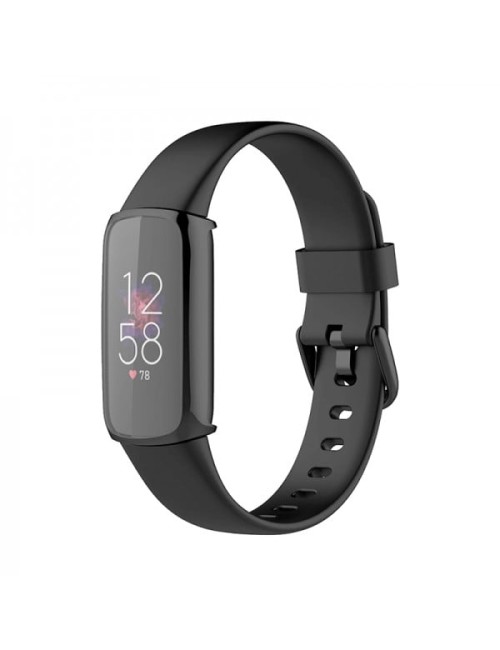 Husa de protectie tip rama cu ecran din silicon electroplacat pentru Fitbit Luxe, negru