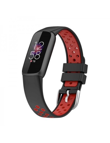 Curea sport din silicon model dual color pentru Fitbit Luxe, negru-rosu
