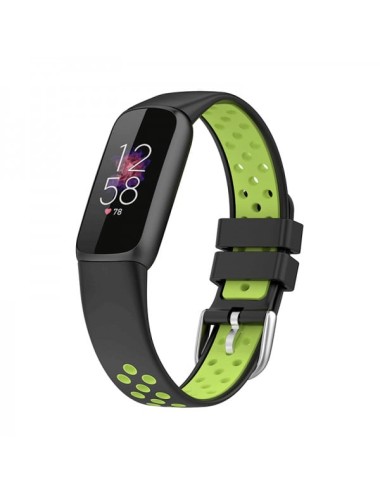 Curea sport din silicon model dual color pentru Fitbit Luxe, negru-verde