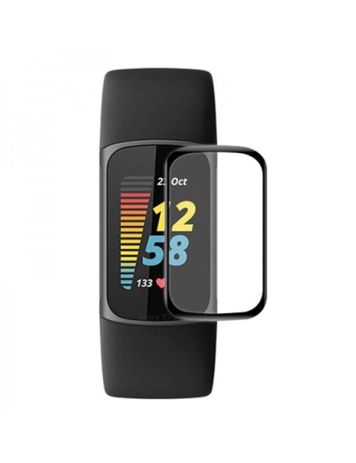 Folie de protectie ecran fullsize pentru Fitbit Charge 5, rezistenta la socuri si zgarieturi, negru