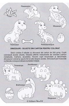 Siluete din carton pentru colorat. Dinozauri