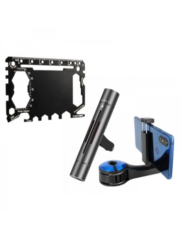 Promotie Set aparat odorizare auto, carlig universal si card multifunctional, 46 functii