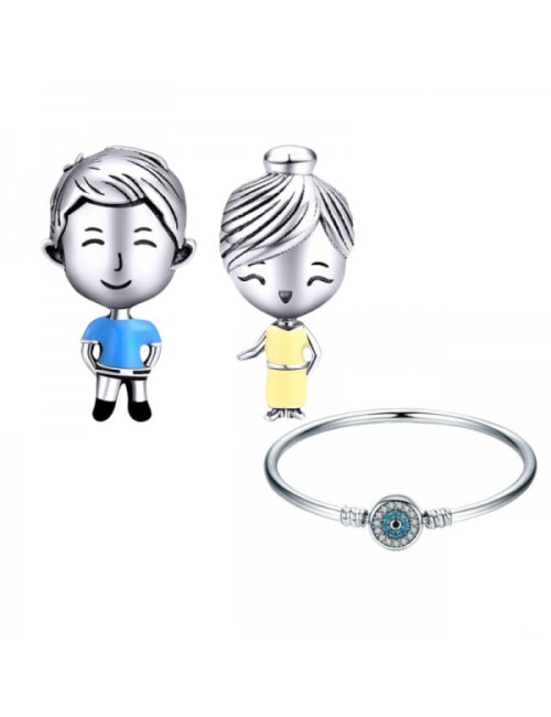 Promotie Set bratara fixa argint si talismane Argint pentru baratara sau pandantiv