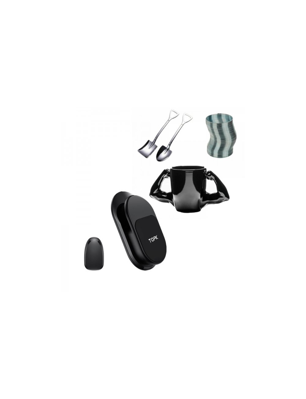 Promotie Set cana din ceramica, lingurite tematica gradinarit, arc spirala si suport auto magnetic