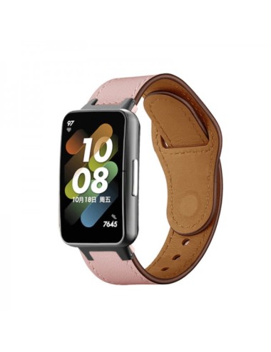 Curea pentru bratara fitness Huawei Band 7 din piele, cu telescop Quick Release, roz