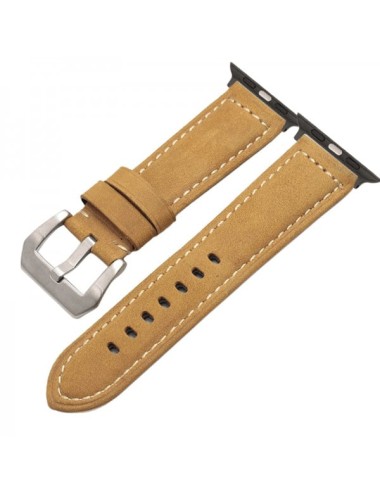 Curea Apple Watch Ultra/ 3 / 4 / 5 / 6 / 7 / 8 / SE series 42 / 44 / 45 / 49 mm, piele, maro galbui