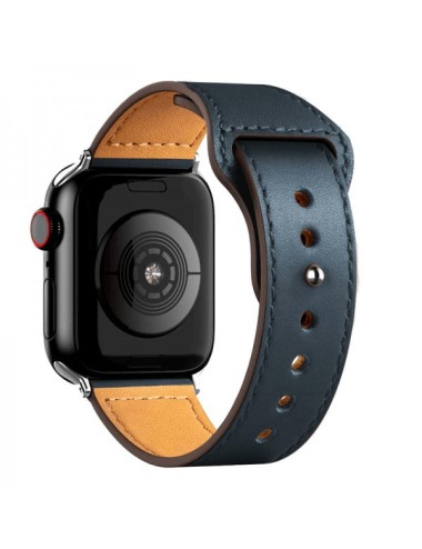 Curea Apple Watch Ultra/ 3 / 4 / 5 / 6 / 7 / 8 / SE series 42 / 44 / 45 / 49 mm, piele, albastru