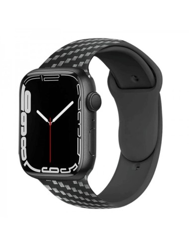 Curea Apple Watch Ultra/ 3 / 4 / 5 / 6 / 7 / 8 / SE series 42 / 44 / 45 / 49 mm, silicon, model fibra de carbon, negru
